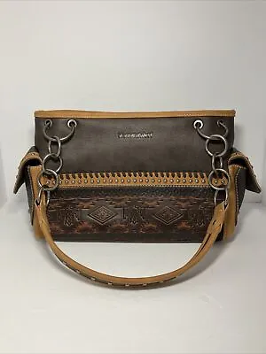 Montana West Women's Handbag Tooled Collection Concealed Carry Brown EUC • $26.99