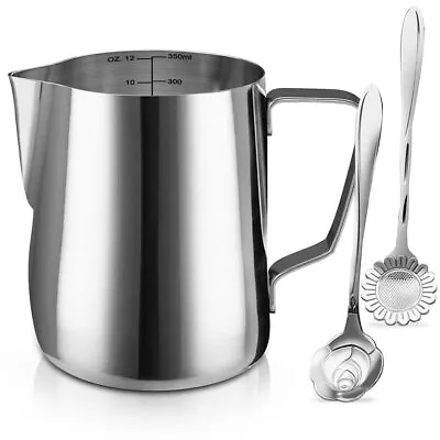 Milk Frothing Pitcher Jug 12oz/350ml Stainless Steel Coffee Tools Cup Suitable F • $11.73