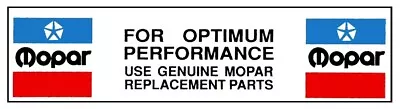 73 74 75 76 77 78 + Chrysler OPTIMUM PERFORMANCE Decal MOPAR BEST AVAIL Like NOS • $14