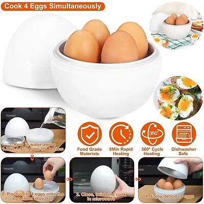 Eggs Cooker White Ball Shape Microwave Hard Boiled Boiler Home Kitchen Cook Tool • $12.70