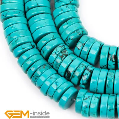 Natural Rondelle Blue Turquoise Gemstone Spacer Loose Beads Jewelry Making 15   • $12.19