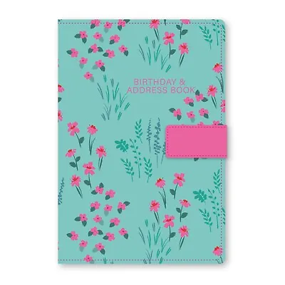 A5 Address Book Linen Fabric Pink Floral Design Cover A-Z Index Birthday Book • £9.99