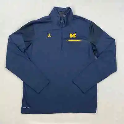Nike Air Jordan Michigan Wolverines 1/4 Zip Sz Medium Blue Pullover Jacket NCAA • $34.95