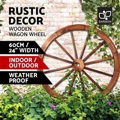 Gardeon Outdoor Ornaments Garden Decor Large Wooden Wagon Wheel Rustic Indoor • $43.95