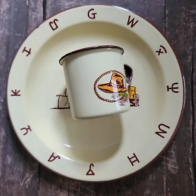 Vintage Monterrey Western Ware 2 Pc Set With Dinner Plate / Cup Yellowstone -Ish • $50