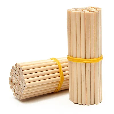 Wooden Craft Sticks - Hardwood Dowels Poles Rods Craft Wood Pieces 100 Pcs • £4.15