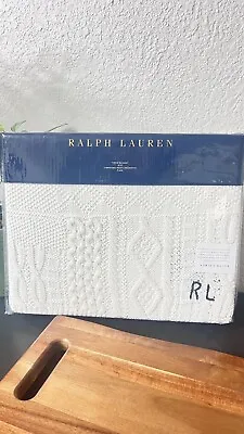 Ralph Lauren Bradbury Cable Knit Throw Blanket - 100% Cotton - NWT • £139.83