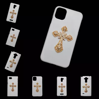 Cover For Various Phones 3D Gold Cross White Back Hard Protective Skin Case • $6.97