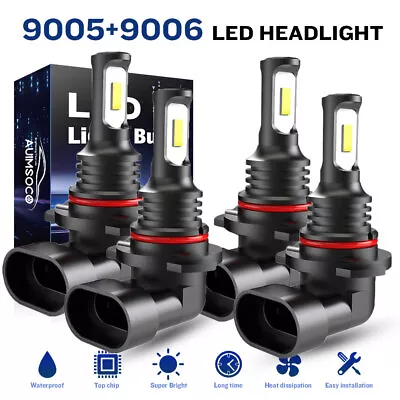 9005 9006 LED Headlights Kit Bulbs 8000K High Low Beam Super White Bright Combo • $25.99