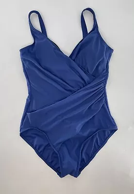 Miraclesuit Blue One Piece Ruched Shaping Swimsuit Wireless See Measurements • $33.08