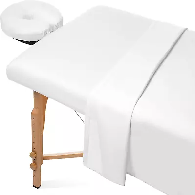 Saloniture 3-Piece Flannel Massage Table Sheet Set - Soft Cotton Facial Bed - - • $32.80