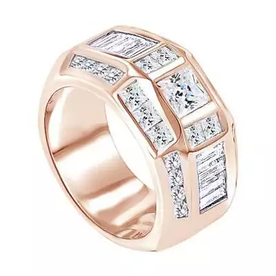 Men Wedding Band Ring Princess & Baguette Simulated Diamond 925 Sterling 3.53 Ct • $142.38