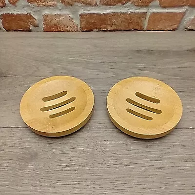 2 X BAMBOO SHAMPOO DRAINER DISH - NATURAL WOOD SOAP DISH - ZERO WASTE BATHROOM • £5.99