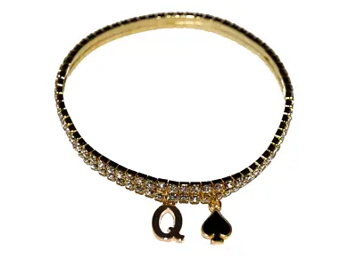 Gold Diamante Rhinestone Queen Of Spade Hotwife Anklet Ankle Jewellery BBC 2 Row • £14.95