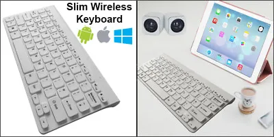 Slim Wireless 78 Key Compact Thin Keyboard For IMac IPad Android Phone Tablet PC • £8.09