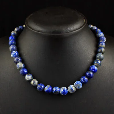 417 Cts Natural Blue Lapis Lazuli Round Shape Beads Womens Necklace JK 46E384 • $2.25