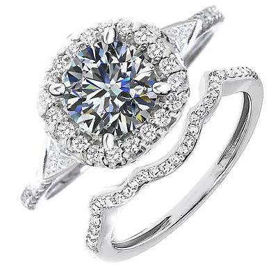 $1.48 • Buy 4.10 Ct Vvs1 White Simulated Diamond Engagement Sterling Silver Ring Bridal Sets