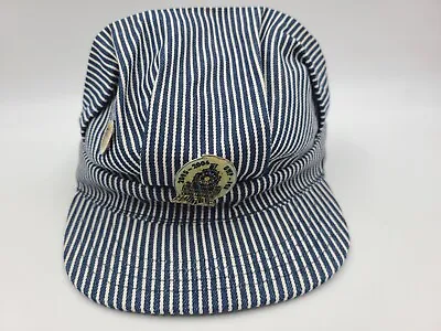 Vintage Railroad Engineer Hickory Stripe Snapback Hat Cap Train Conductor Men • $13.99