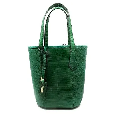 £136.44 • Buy Max Mara Lizard Embossing Leather Buckettote Bag Green Women