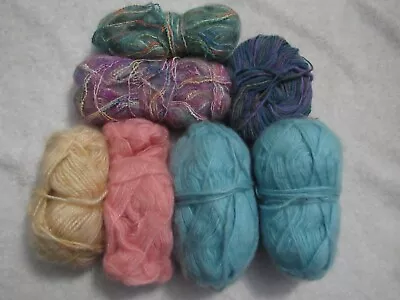 Multi-color Vintage Fuzzy Yarn 7-skien Lot At 10 Grams Of Total Weight • $10