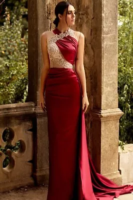 Mnm Couture Sleeveless Fitted Long Red Gown Size16 • $1000