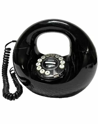 Vintage Black Donut Handbag Rotary Style Telephone Touch Tone 1970s Polyconcept • $77