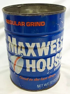 Vintage MAXWELL HOUSE Coffee 7 Metal 32 Oz Tin Can Antique Food Kitchen • $15