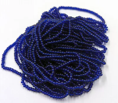 Vintage Czech Seed Beads Transparent Cobalt Blue Glass Partial Hank Size 11/0 • $6