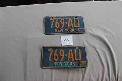 Pair Of Vintage NY New York Liscense Plates 60's 70's 769-AU Orange Blue • $39.99