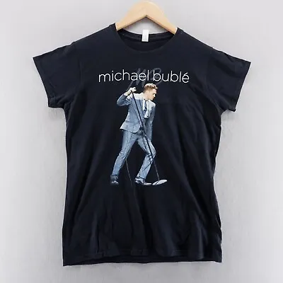 Michael Buble Women XL T Shirt Medium Black  Band Music London 2013 • £9.89