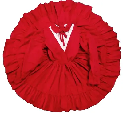 Toddler MARTHA'S Miniatures 3T Red Dress Ruffles Full Circle Skirt Flaw • $16.95