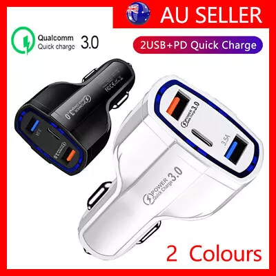 3 Port USB PD Quick Fast Car Charger QC3.0 Adapter Cigarette Lighter Socket AU • $9.35