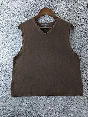 Banana Republic Sweater Vest Mens M Brown V Neck Sleeveless Linen Vintage Y2K • $12