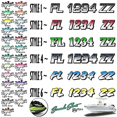 Boat Registration Numbers & Letters 2 Pack Custom 3  Boat & Jetski Stickers X2GR • $16.97