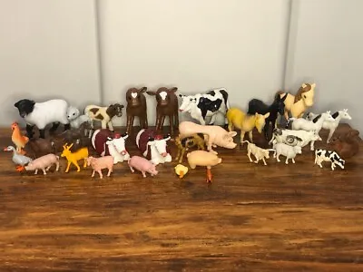 $14 • Buy Vintage 30 Pc. Lot Mixed Farm Animals - Cows Horses Pigs Bull Chicken Duck Mule