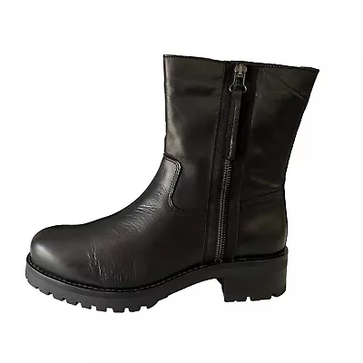 Miz Mooz Patrina Boots Size 41 Black Leather Biker Motorcycle Punk Rock NEW • $100