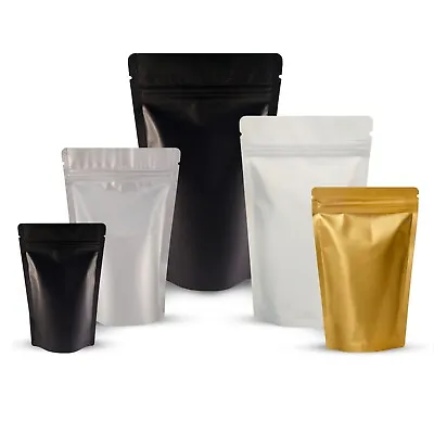 Matt Finish Foil Zip Lock Resealable Bags Stand Up Pouches Food Grade Heat Seal  • £1.99