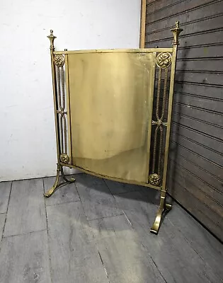 Vintage Art Nouveau Victorian Brass Fireplace Fire Screen • $495