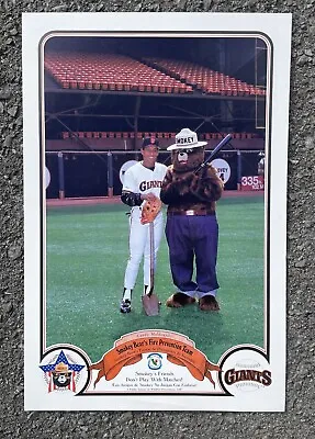 Vtg 80s Smokey Bear MLB San Francisco Giants Fire Prevention Advertising Poster • $125