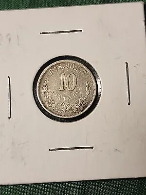 1891 G A S 10 Centavos Mexico .900 SILVER Second Republic Rare Find Guadalajara • $25.99