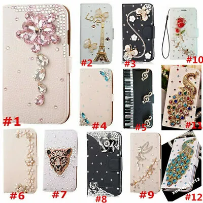 For IPhone 11/12/12 Pro/12 Pro Max Flip Bling Diamonds Wallet Case Leather Cover • £15.59