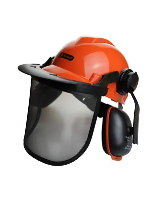 Chainsaw Brushcutter Safety Helmet Complete With Metal Mesh Full Visor • £19.95