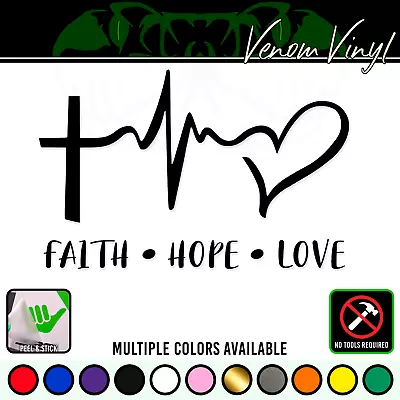 FAITH HOPE LOVE Vinyl Decal Car Window Religious Love Sticker Christian Jesus • $13.99