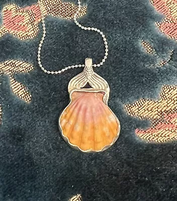 Hawaiian Sunrise Shell Sterling Silver Mermaid Pendant • $95