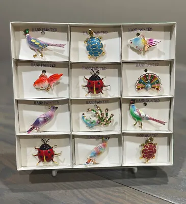 Handpainted Lot Of 12 Vintage Korea Scatter Pins-Birds Fish Animals Butterfly • $24.99