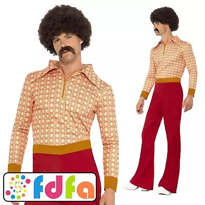 Smiffys Authentic 70's Guy Retro Disco Flares Mens Fancy Dress Costume • £27.29