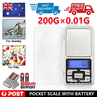 Mini Pocket Digital Scales 0.01 200g Balance Gram Jewellery Precision Weight • $6.95