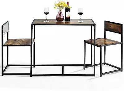 3 Piece Dining Set Industrial Dining Table With 2 Chairs Small Kitchen Table S • $154.99