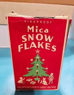VINTAGE CHRISTMAS SNOW MICA FLAKES OPENED BOX 1/3  Full • $19.95
