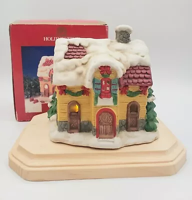 Holiday Time Porcelain Christmas Candleholder Snow Cottage House Hand Painted  • $13.79